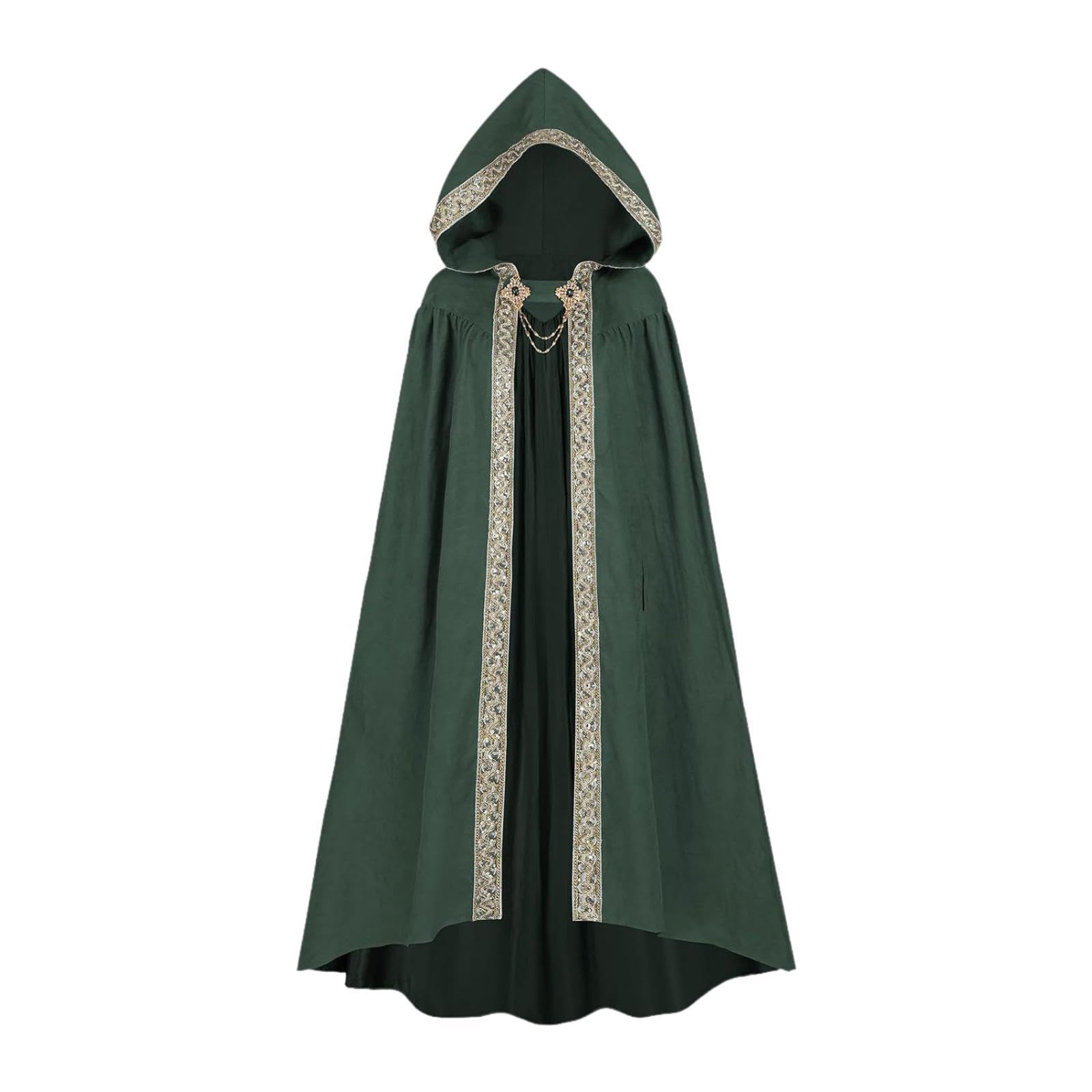 Hooded Cloak Dress up Medieval Cape for Easter Performance Green-Clothing & Accessories-Women-Western Wear-Ponchos & Capes-image-17