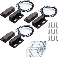 Gebildet 3-Pack NO/NC Black Magnetic Reed Switches - Recessed Door Window Sensors for Alarm Systems & Access Control