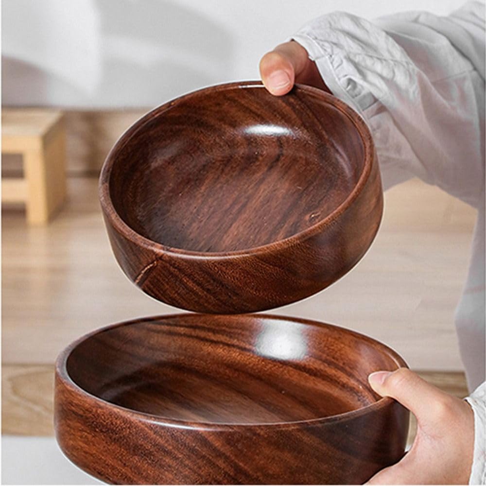 Bol de service en bois d'acacia 20 x 20 x 4,5 cm pour nourriture, fruits, salade