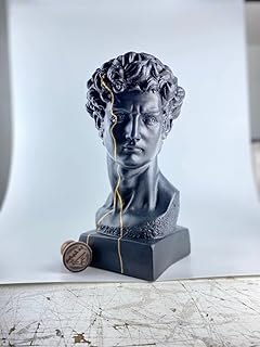 David Bust Sculptures & Statues Greek Sculpture, Black with Gold Streak Sculpture, Greece Sculpture Statues, Greece Bust Statue, Large Male Sculpture, Gifts
