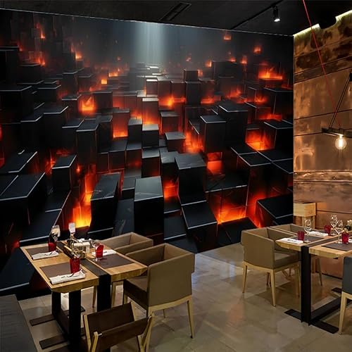 Miniatura 3 de Mural de pared extraíble con impresión 3D en negro y rojo, diseño moderno creativo para despegar y pegar, calcomanía de pared para niños, niñas,