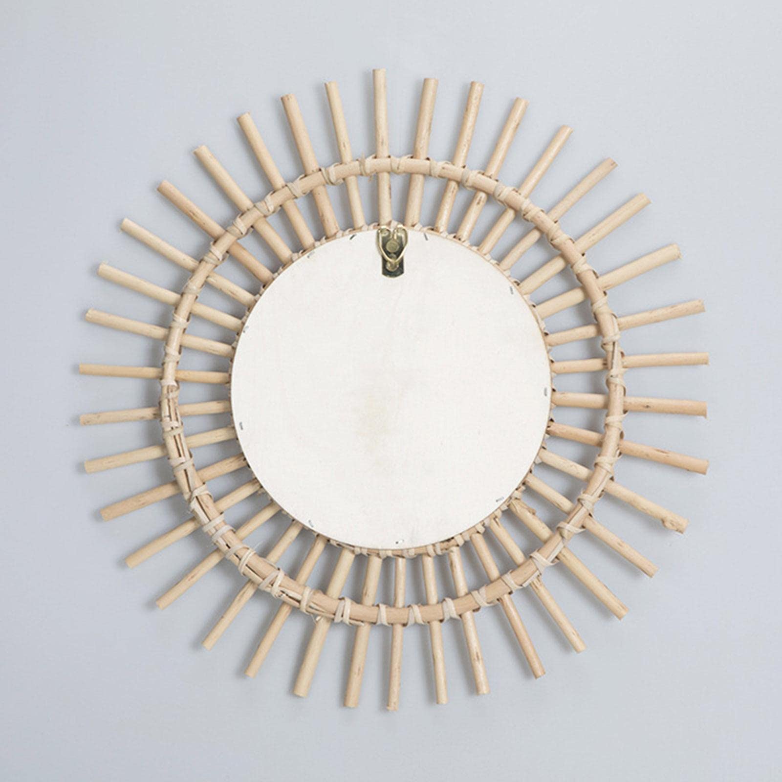 Specchio da Parete Rotondo Fatto a Mano Cornice Intrecciata Leggera Specchio Decorativo Stile Rustico Adatto per Camera da Letto Soggiorno, L