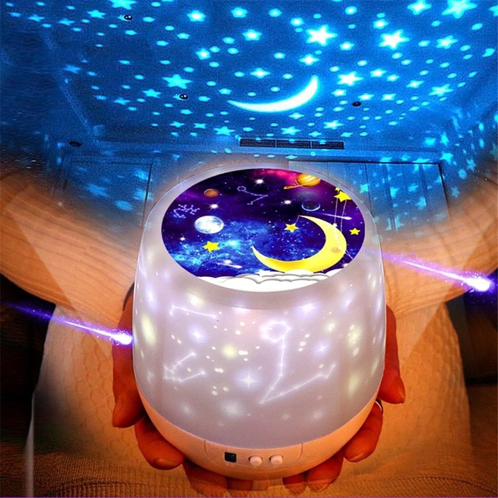 GeRRiT Proyector LED de cielo estrellado mágico, luz nocturna, proyector de luna estrellada, lámpara de noche, lámpara giratoria colorida for regalo de bebés y niños