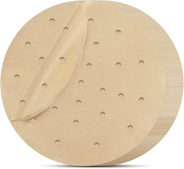 Air Fryer Paper Liners Disposable - 7.9in/20cm 100Pcs Air Fryer Parchment Paper Liners Round, Unbleached Perforated Parchment Paper Sheets for Air Fryer Accessories