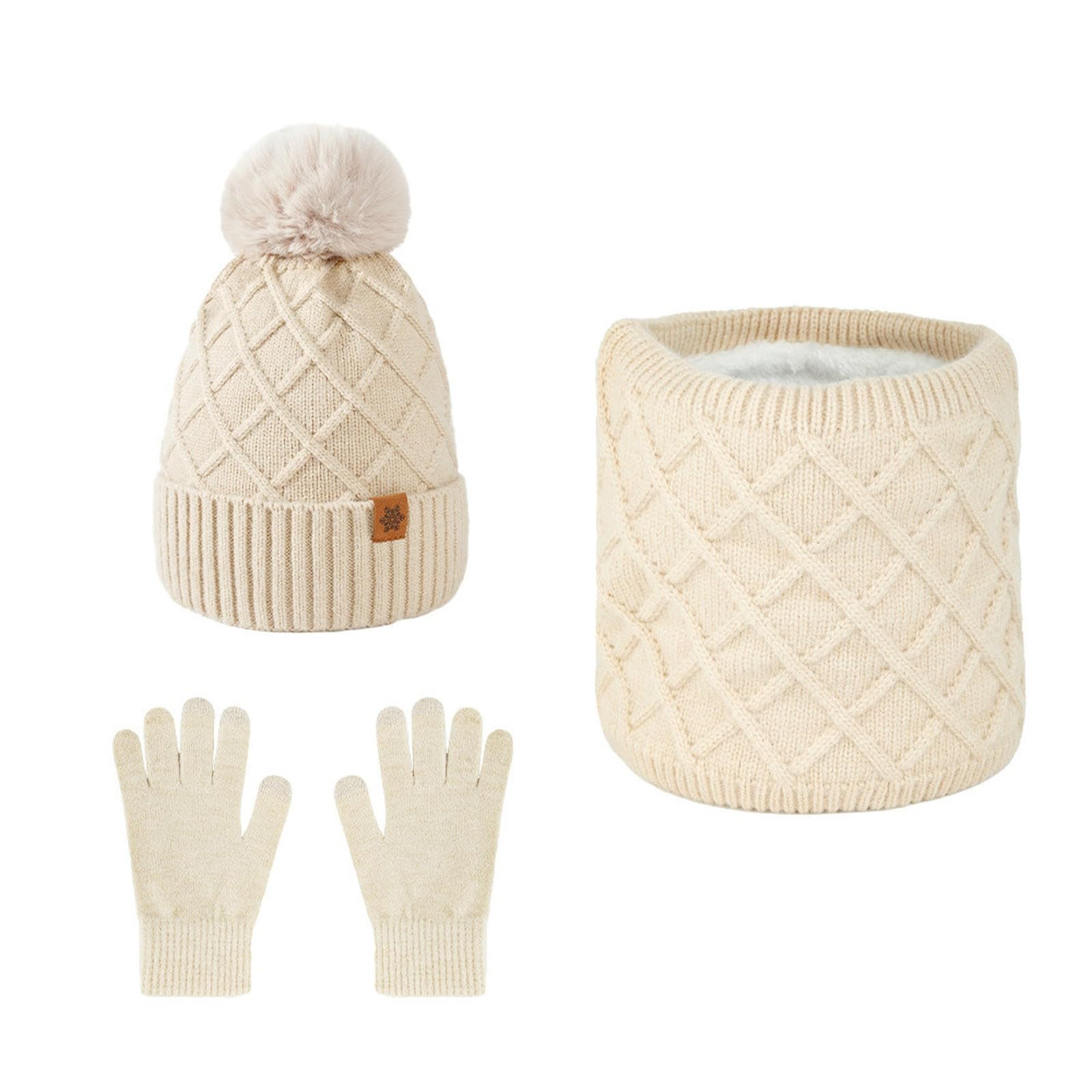 Wintermütze Schal Handschuhe Set Winterwarme, Doppellagige, Mit Fleece Gefütterte Strickmützen, Handschuhe, Schals Und Kältebeständig-dreiteiliges Schwarz