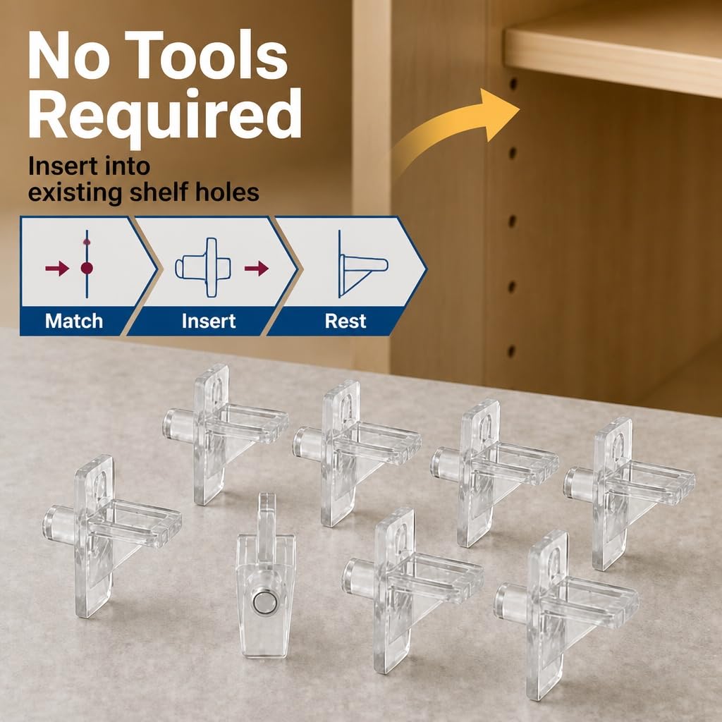 Prime-Line 1/4", Clear Plastic, Shelf Support Peg (8 Pack) — Amazon image 4