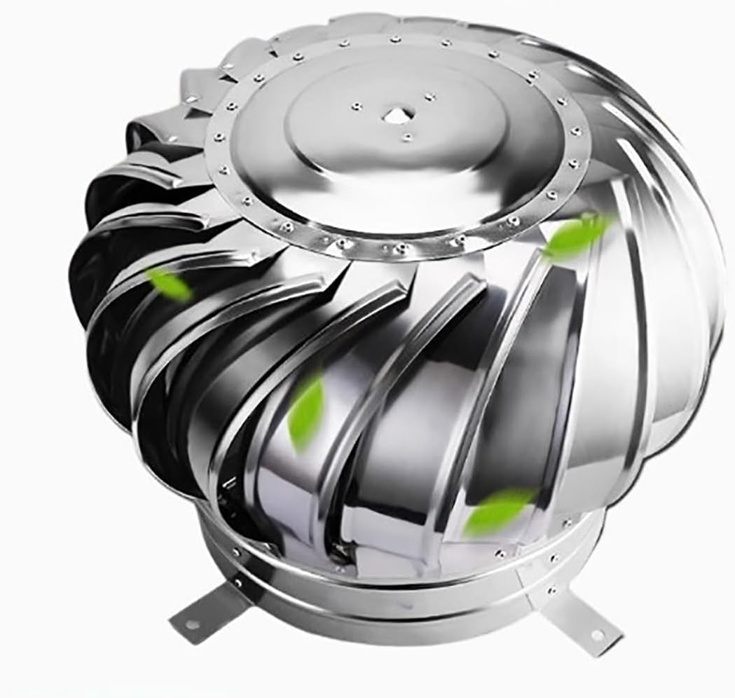 Rotating Roof Vent Cap - 304 Stainless Steel Exhaust Turbine Vent, Round Rainproof Air Vent for Roof Flue - Unpowered 110mm/4.3in Roof Ventilator Outlet