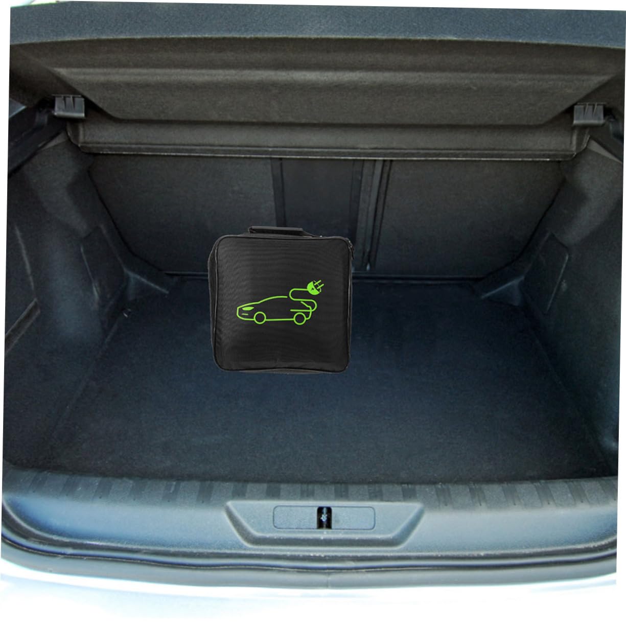 Tofficu Bolsa Organizadora Portátil para Cables de Carga Coche Eléctrico, Resistente E, Tamaño Compacto Cuadrado, 2 Unidades, Adecuado para Maletero y Viaje, Color Negro