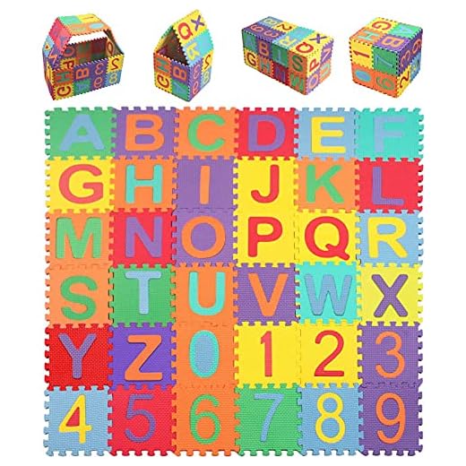 StillCool Alfombra Puzzle Niños de Letras para Niños Bebe Infantil 15cm * 15cm, 36 Piezas de Goma Espuma Suave Eva alfombras de Numeros 0 al 9 y 26 Letras (A-Z)
