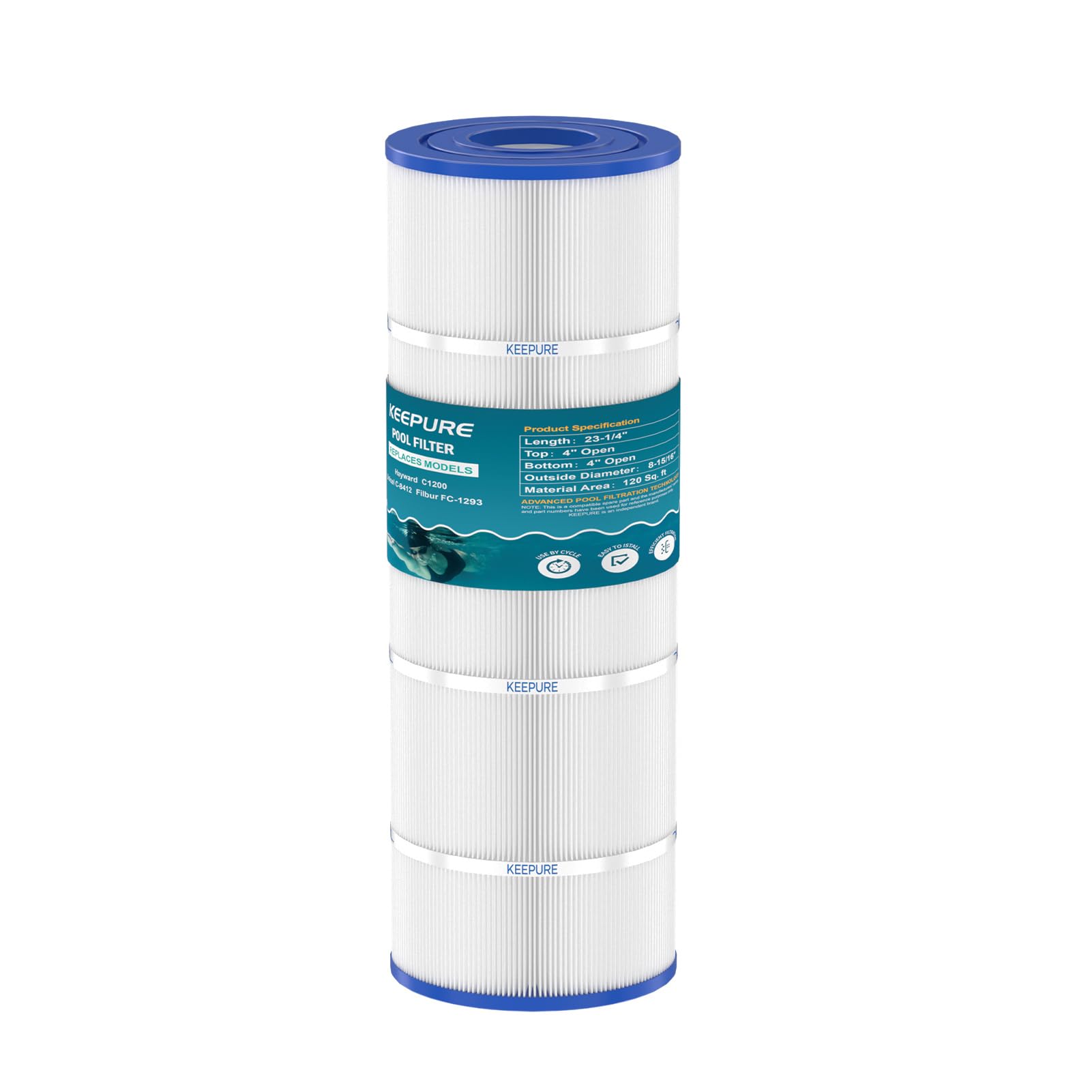 C1200 Pool Filter Cartridge Replacement - Compatible With Hayward & Clearwater II 120 Sq Ft