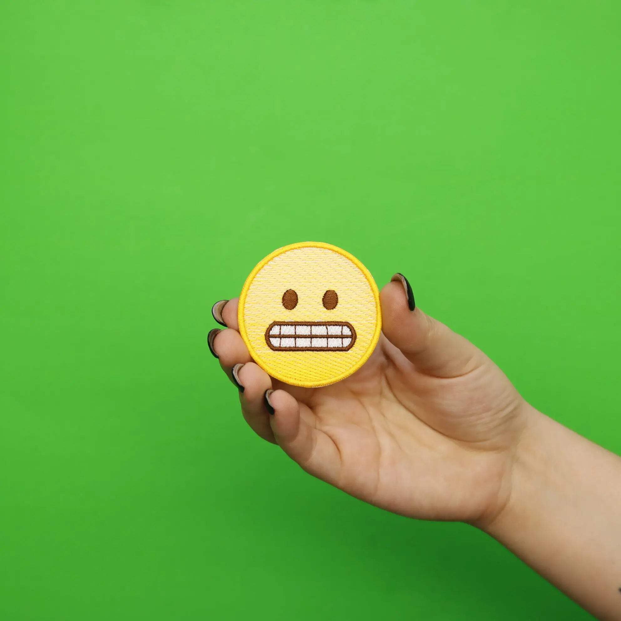 Awkward Grimacin Iron On Embroidered Patch