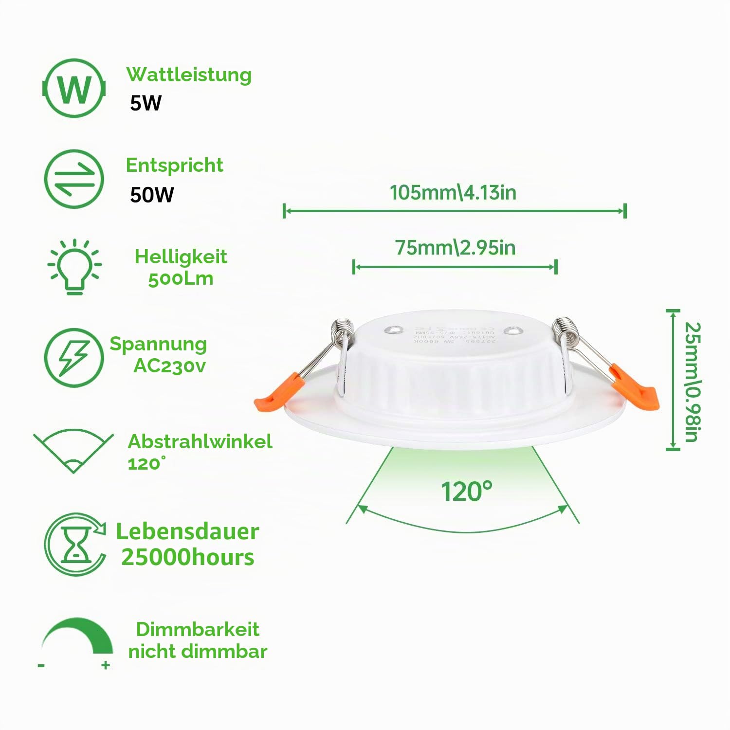 Tofisr LED Einbaustrahler 230V Flach 5W Neutralweiß 4500K LED Spots 230v Ø75-95mm Einbauleuchten Slim Deckenstrahler Downlights - 30er Set