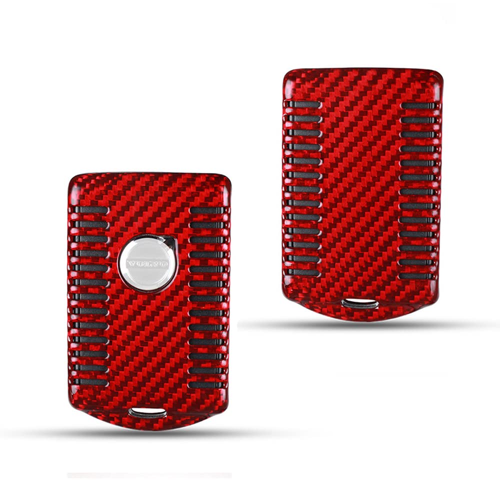 ontto Kohlefaser Autoschlüssel Hülle Cover Passt für Polestar 1 2 Volvo XC40 XC60 XC70 XC90 S60 S80 S90 C30 C40 V70 V90 T5 T6 Schutzhülle Schlüsselcover Schlüsselanhänger 4 Tasten-Rot (Entlüftung)