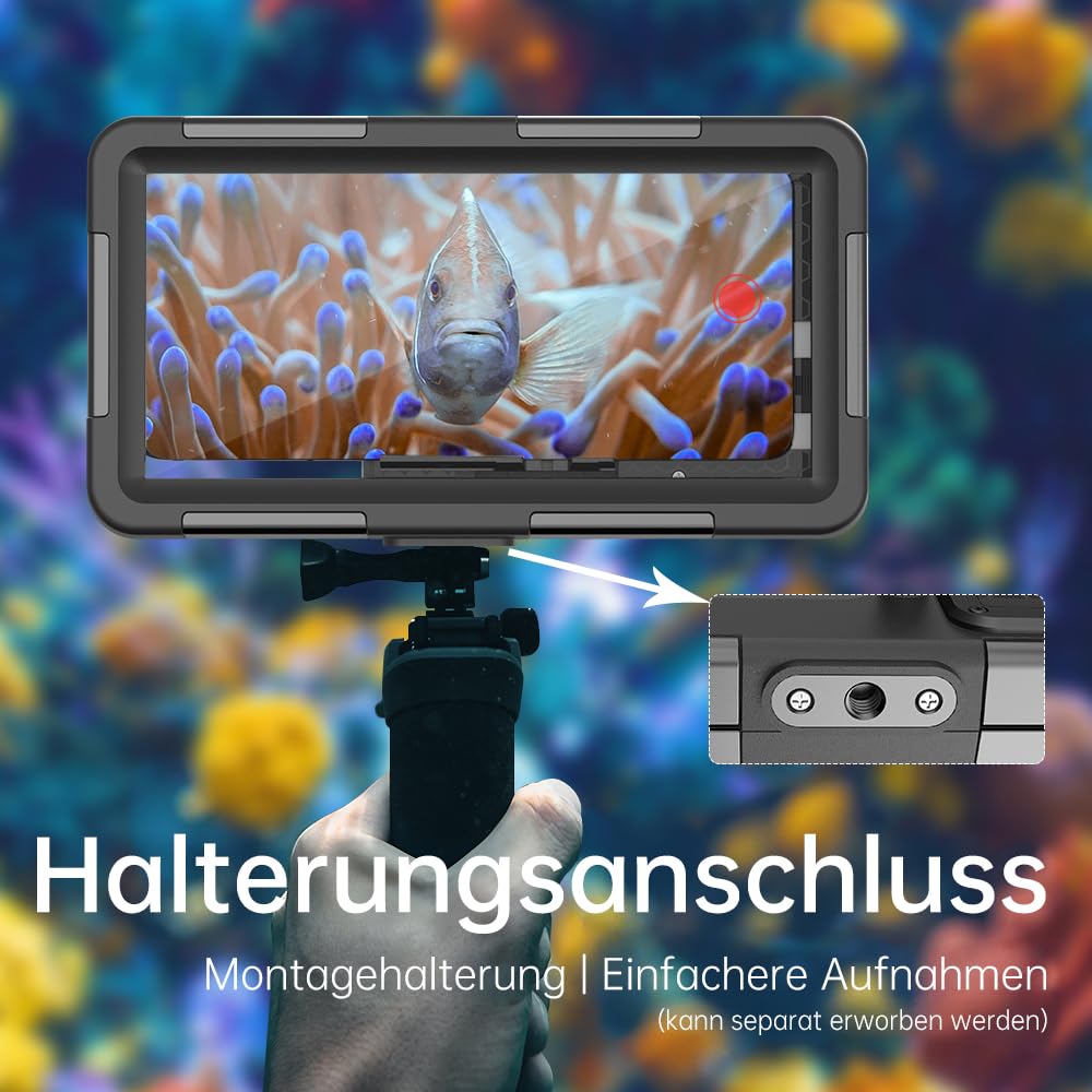 Unterwasser-Tauchgehäuse für iPhone, Samsung Galaxy, Huawei Xiaomi Redmi Smartphones, Professioneller Schutz [15m/50ft], wasserdichte Hülle für Schnorcheln, Surfen, Fotos & Videos (Schwarz)