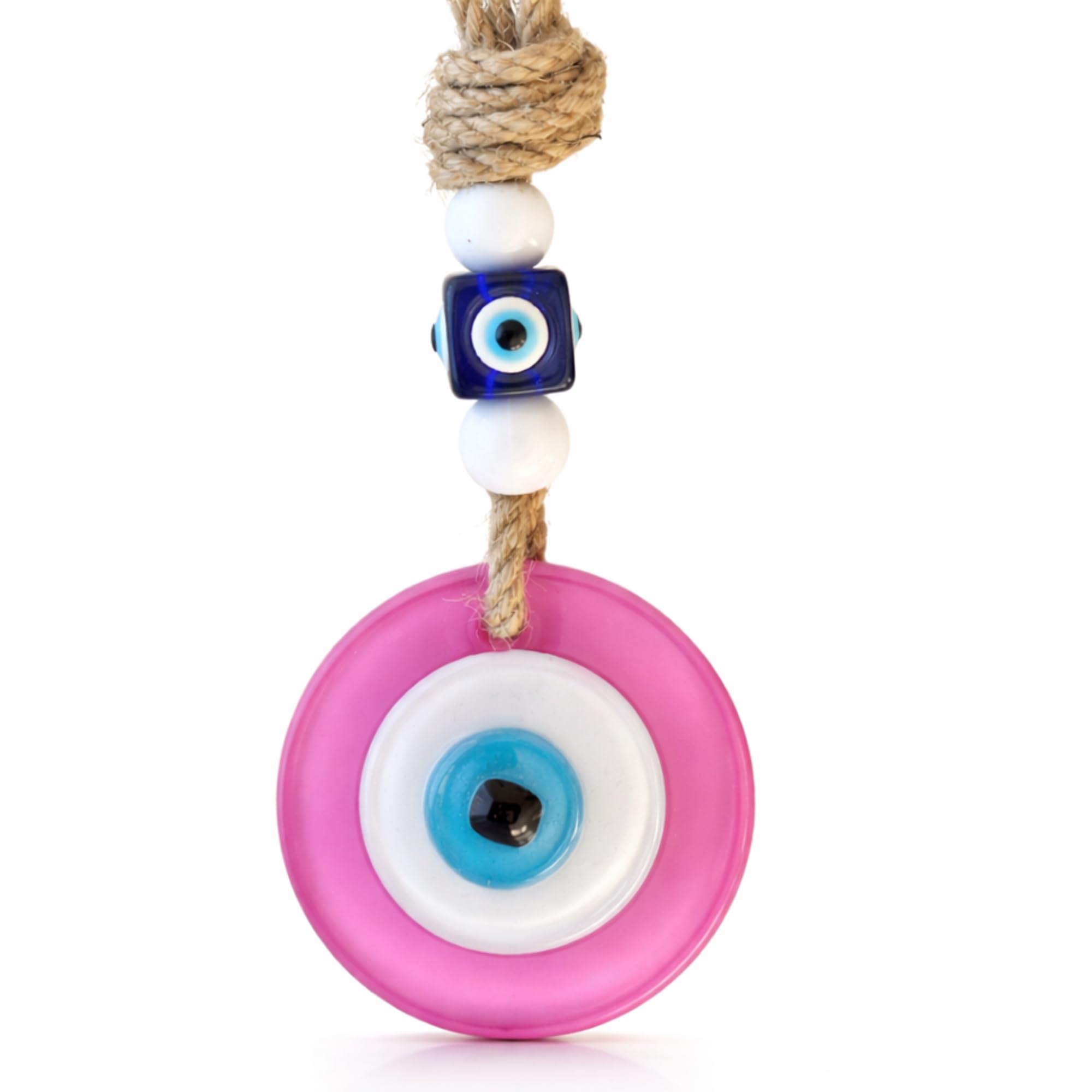 Candymosa Pink Evil Eye Decor - 2.3" Pink Evil Eye Wall Hanging - Handmade Evil Eye Wall Decor - Authentic Turkish Decor - Powerful Nazar Amulet - Ojo Turco para Casa