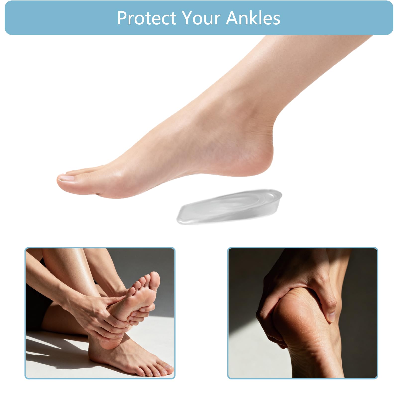 2 Pares Talonera Taloneras Silicona Almohadill Transparente Fascitis Plantar Plantillas Elevadoras Gel Espolon de Aumento de Altura, Alzas para Zapatos Mujer Hombres (1 CM)