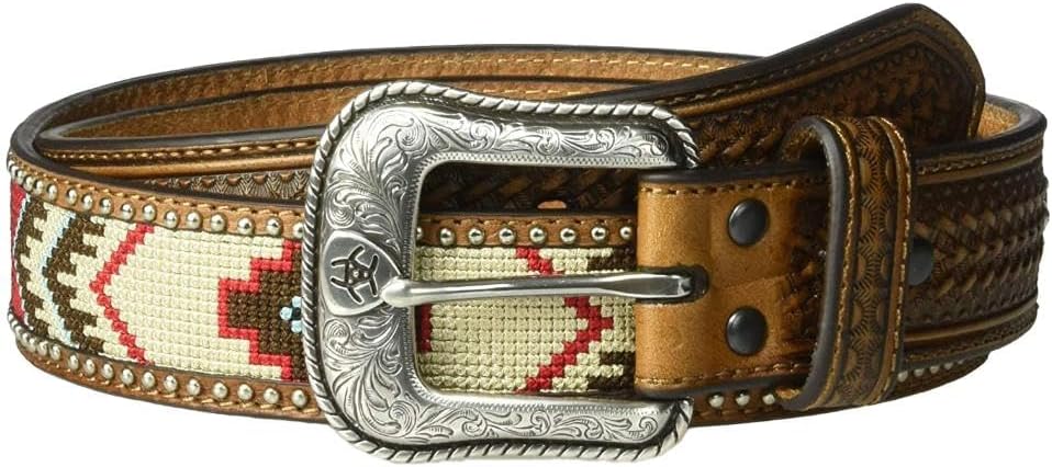ARIAT Men's Brown Aztec Beaded Belt Multi 36