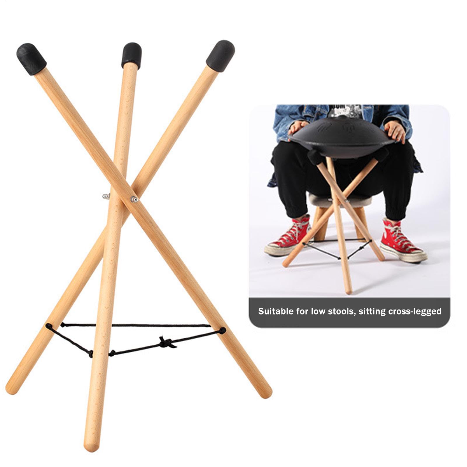 Soporte Handpan ajustable - Soporte para tambor de lengüeta de acero | Soporte de tambor ajustable antideslizante de madera resistente con trípode para tambores de mano, soporte portátil y duradero pa