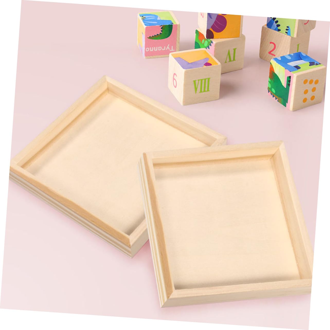 Ciieeo 3sets Wooden Serving Board Holder Square Wooden Trays Puzzle Organizers Toy Serving Tray 4pcs*3