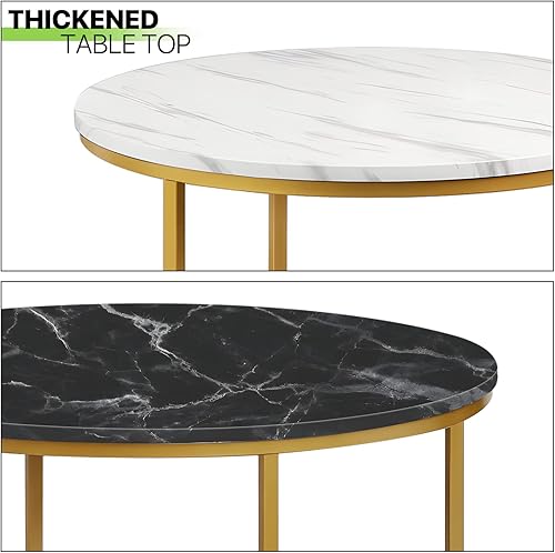 Miniatura 6 de Magshion Juego de 2 mesas auxiliares redondas de 35 pulgadas mesa circular moderna para sala de estar mesa auxiliar decorativa