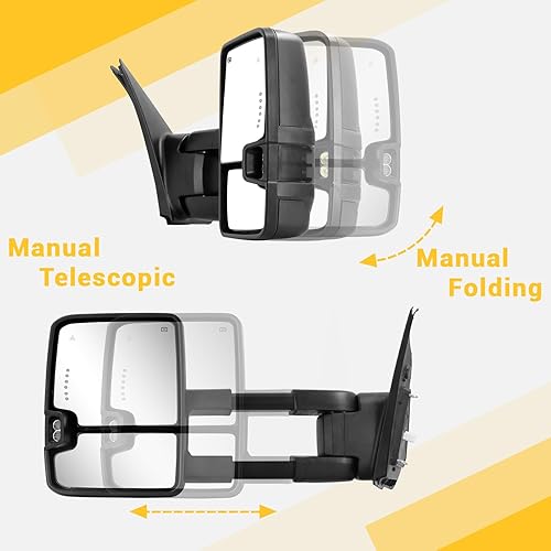Miniatura 6 de Espejos de remolque para Toyota Tundra 2007-2021, espejo de remolque para Toyota Sequoia 2008-2017, señal de giro de flecha calentada de vidrio