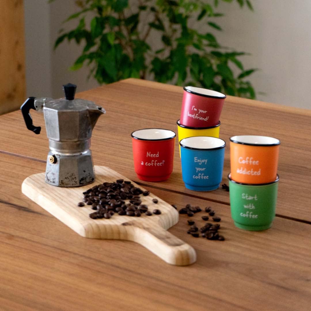WD LIFESTYLE Set di 6 tazze da caffè 100 ml in porcellana New Bone China. In confezione regalo