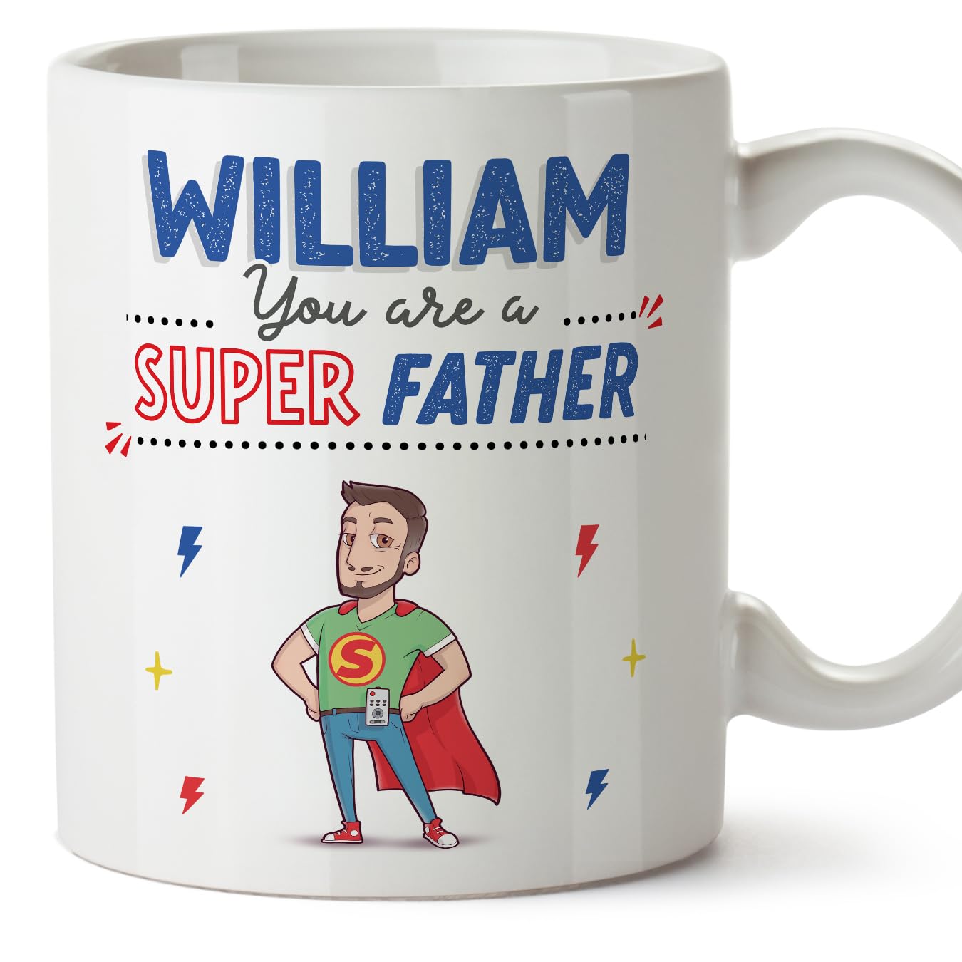 MUGFFINS Personalised Mug for Father/DAD - in English - You are Super! - Funny Custom Gift - Ceramic 11oz Mug