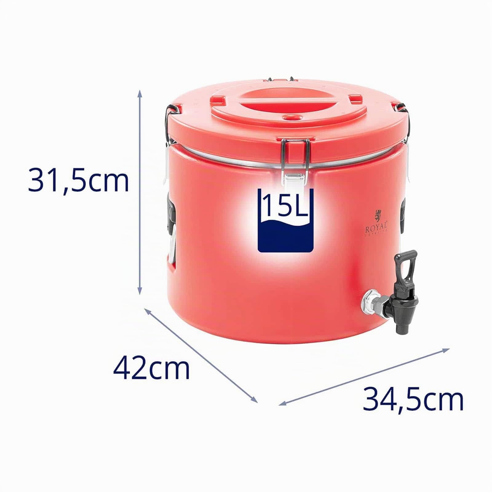 Royal Catering Contenedor aislado Acero Inoxidable Inox. Contenedor aislado RC_TT_3 (Capacidad: 15 L, Acero inoxidable / plástico (PE/PU))