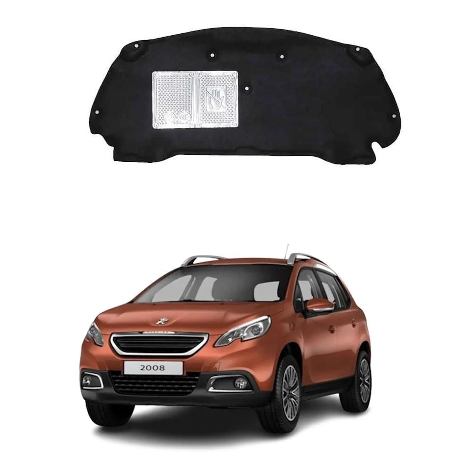 Mata bawełniana dla izolacji termicznej maski samochodu, Peugeot 2008 A94 P24 2013-2025 Podkładka grzewcza na maskę samochodu(13-19 Aluminum Foil)