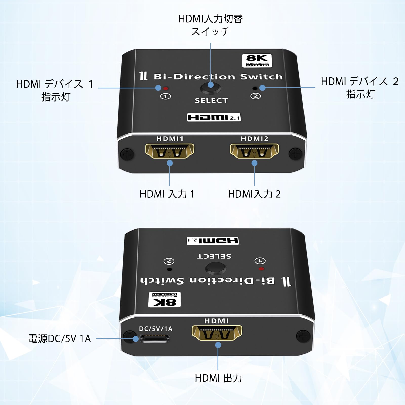 Amazon | ENBUER 8K@60Hz HDMI 2.1 切替器 2入力1出力 4K@120Hz 1080P