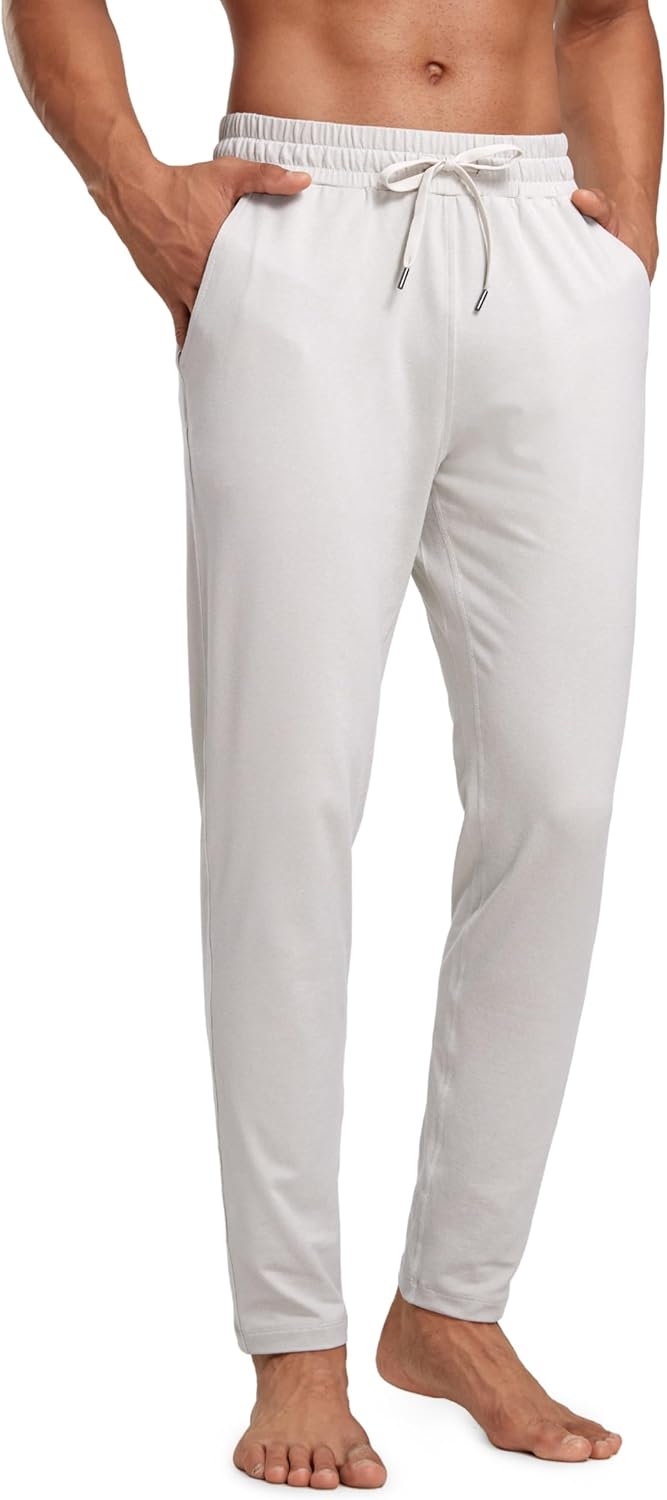 CRZ YOGA Cloud Jersey Lightweight Sweatpants for Men 30" - Workout Casual Yoga Lounge Open Bottom Pants with Zipper Pockets