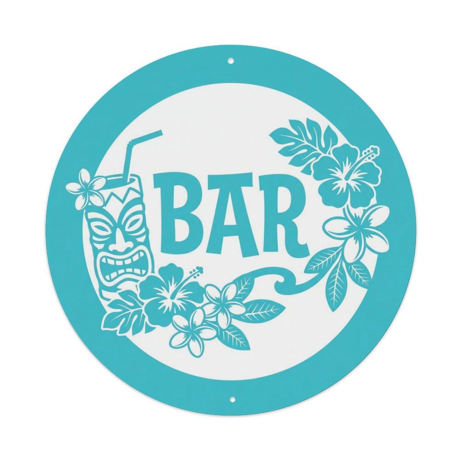 BAR Turquoise Tavern Emblem Metal Tin Sign Plaque Wall Decor for Cafe, Club Bar, Office, Home Garden Round Metal Poster 8x8Inch