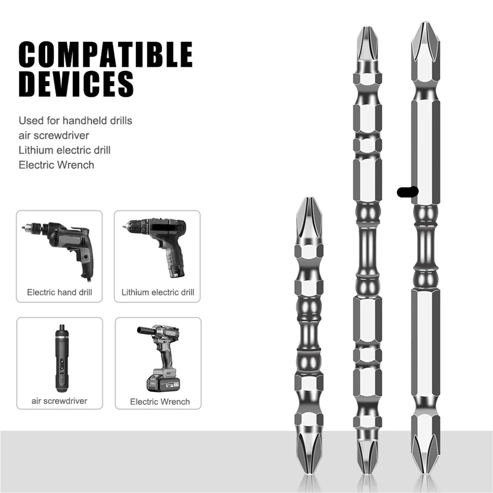 Punta for trapano ad aria compressa for cacciavite industriale a doppia durezza magnetica forte antiscivolo S2 Adatto per metalli e acciaio(10PCS 65L)