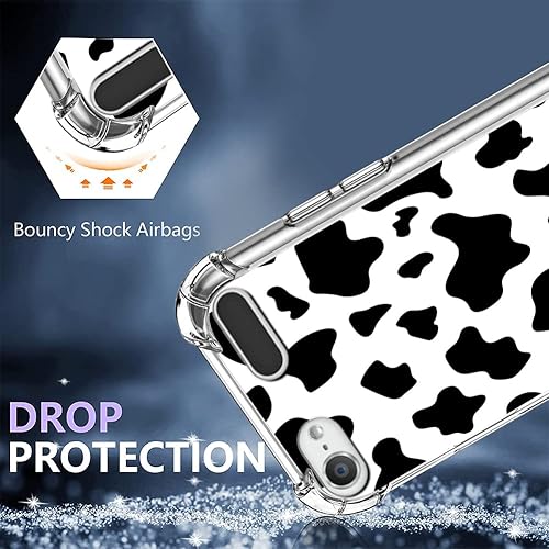 Miniatura 2 de KANGHAR Funda para iPod Touch 765, bonito estampado de vaca con protector de pantalla, soporte de anillo de TPU suave, a prueba de golpes, para iPod