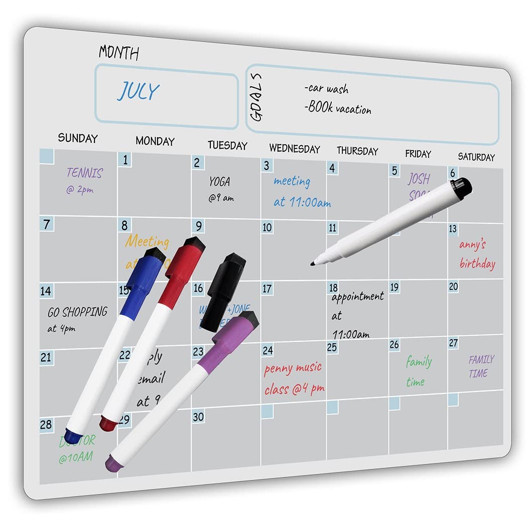 Magneetbord voor koelkast, weekplanner, magnetisch, afwasbaar, 3
