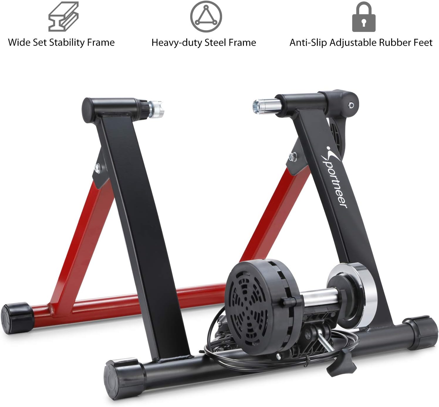 Sportneer Bike Trainer Stand Steel Bicycle Exercise Magnetic Stand for Road Bike with Noise Reduction Wheel : Sports & Outdoors