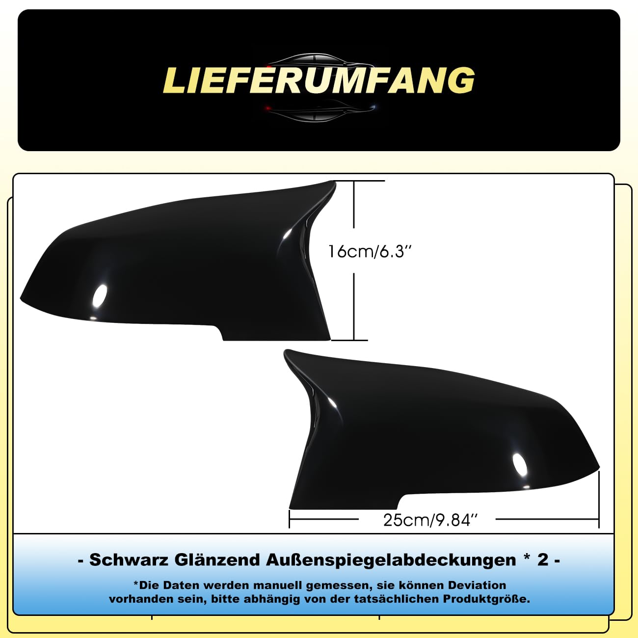 GEARMONSTER Nakładki na lusterka samochodowe, obudowa lusterka wstecznego, zamiennik do lusterka bocznego, kompatybilna z BMW F20, F21, F22, F23, F30, F31, F32, F33, F36, X1, E84, i3, M2, F87