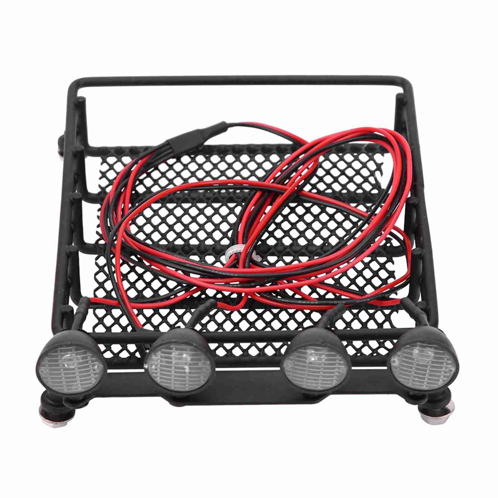 Culnflun Roof Rack Luggage Carrier LED Lights Durability Iron Axial Scx10 1/10 Rc Crawler Car (4 white)