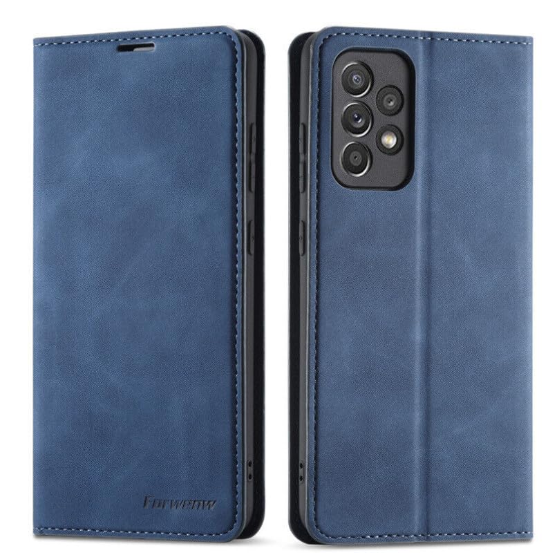Generic Étui compatible avec Samsung Galaxy S23 FE (couleur : bleu) Étui à rabat magnétique en cuir rétro en silicone