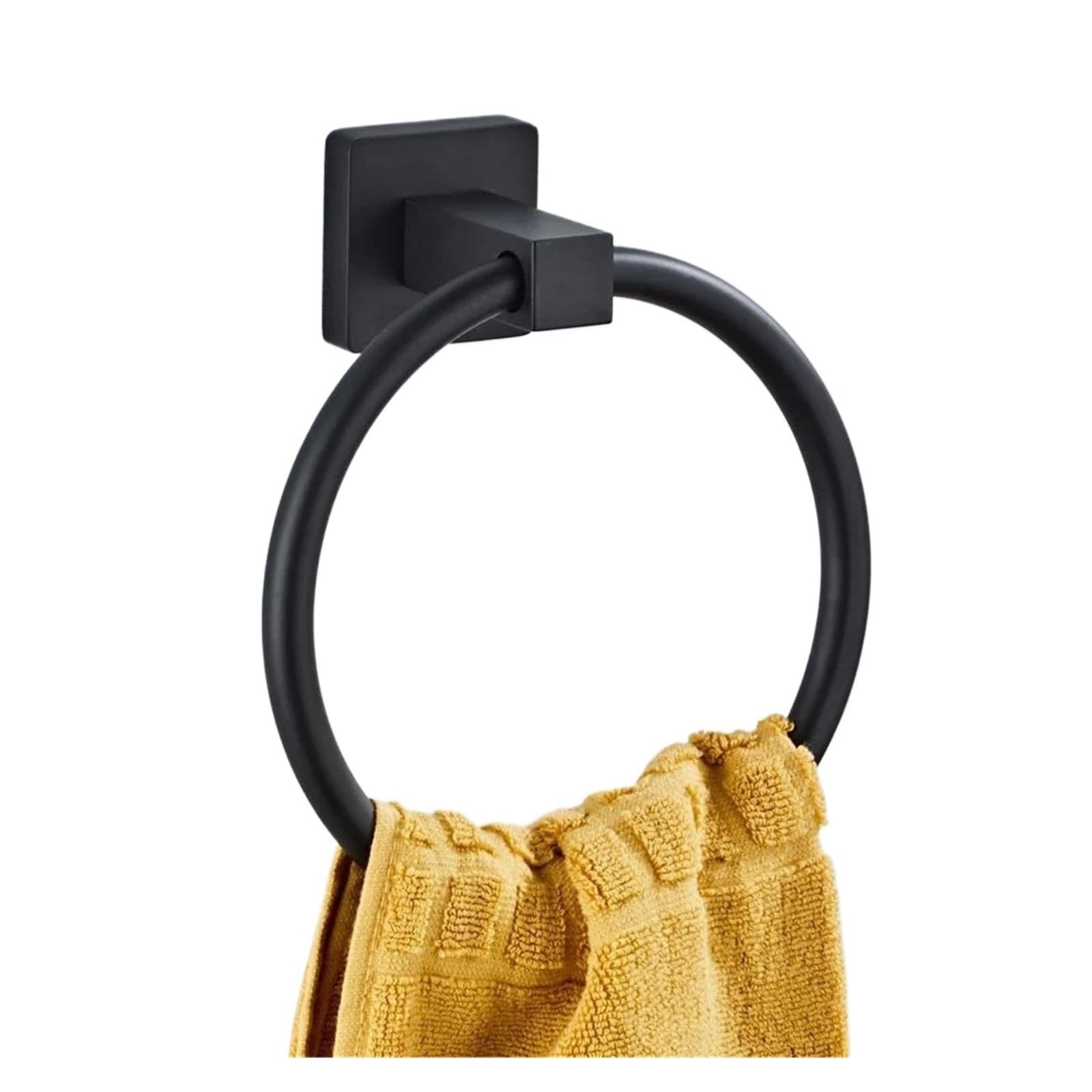 Towel Holder 304 Stainless Steel Bathroom Towel Ring Rack Hotel Toilet Hook Square Holder(A)