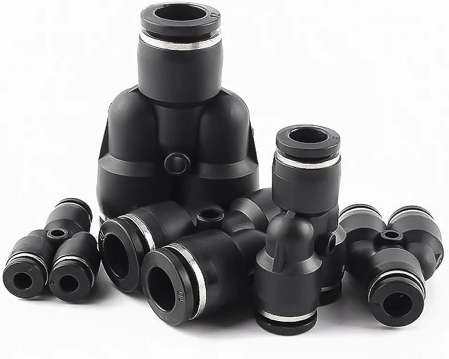 Black PY PW Three-Way Variable Diameter Pneumatic Quick Connector Hose Trachea Connector Air Compressor Accessories 4 8 10 12mm(PY-16)