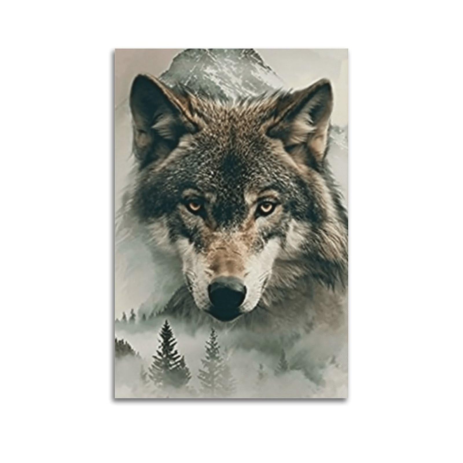JUWRHRHHRH Timber Wolf Forest Landscape 01 Poster Canvas Aesthetic Wall Art Painting Decor for Living Room Bed Room 16x24inch Unframe-style