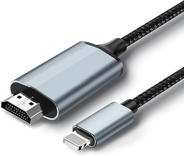 HDMI Cable for Phone, HDMI Converter Cable 2.0m, i-Phone/i-Pad/i-Pod to TV, HDMI Connection Cable, iOS 11, 12, 13, 14, YouTube TV Output, High Definition HD1080P