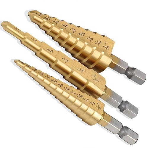 Miniatura 2 de Juego de brocas escalonadas de 3 piezas con bolsa, compatible con destornillador de impacto, 28 tamaños