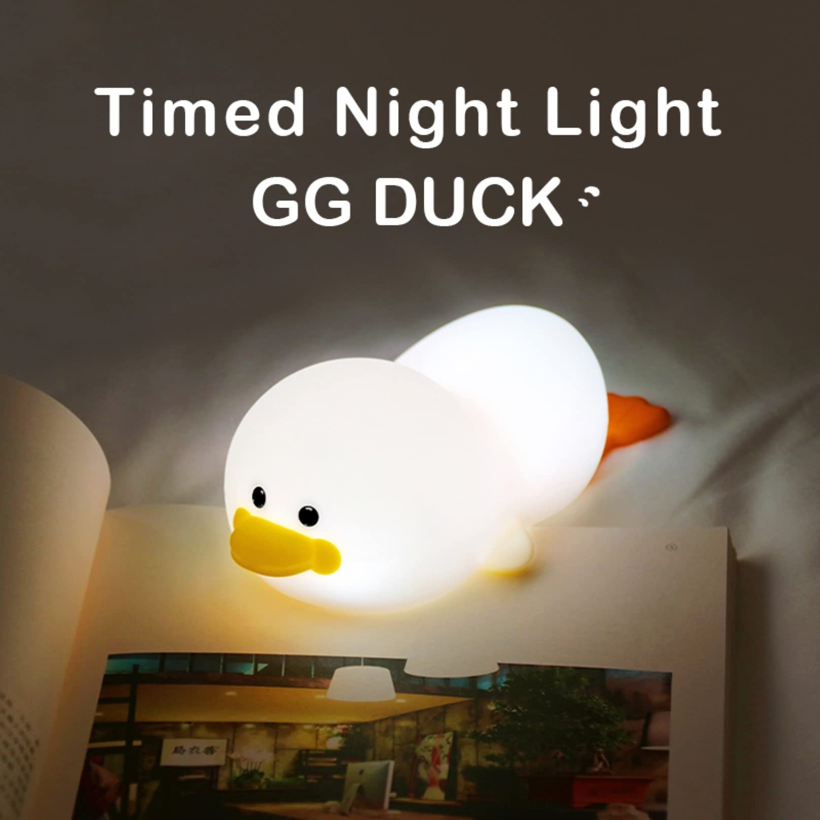 Leżąca kaczka lampki nocne dla dzieci, gąbczasta kaczka 8-kolorowa lampa LED zmieniająca słodkie silikonowe nocne lampki dotykowe z pilotem, lampki nocne ze zwierzętami (Color : 2 Pack)