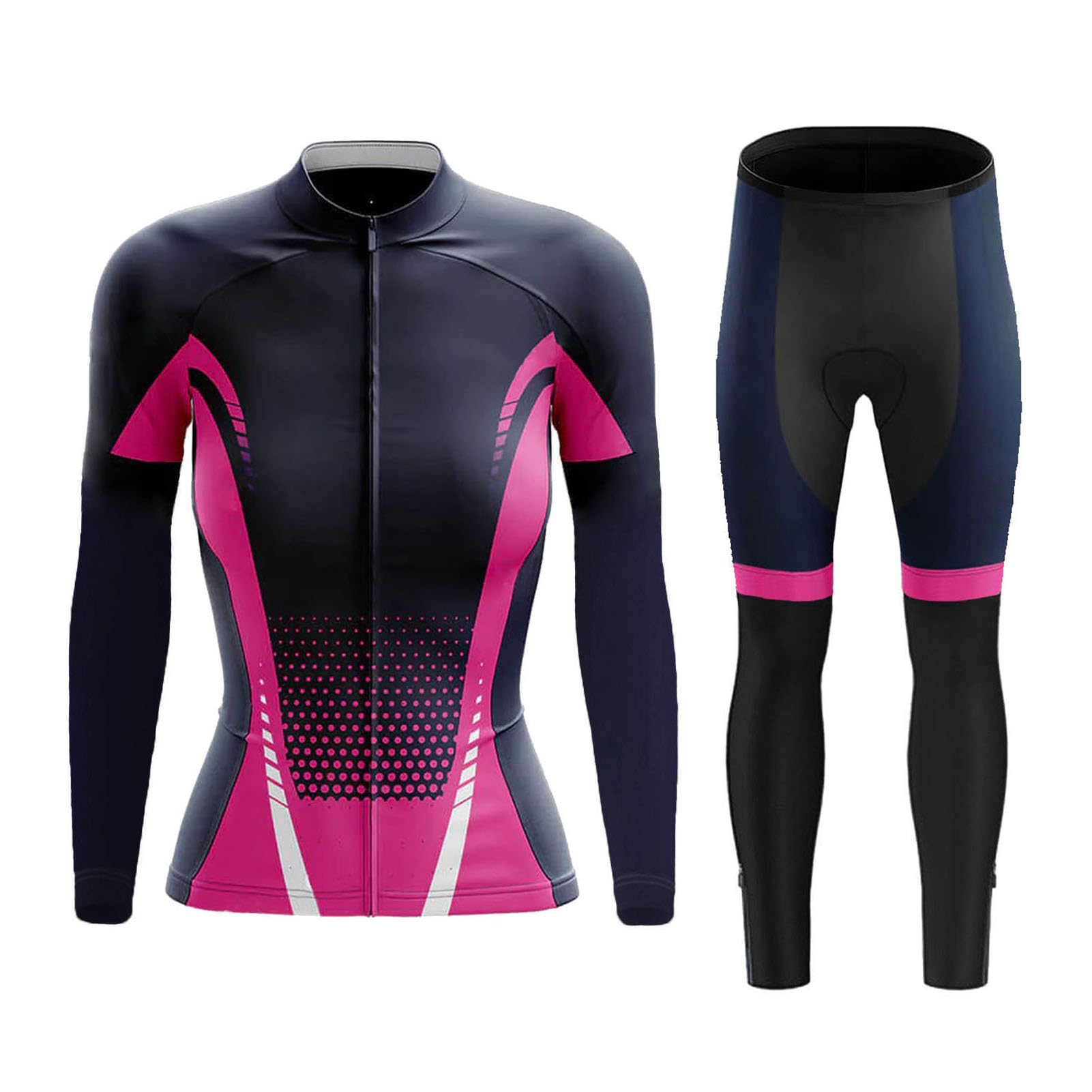 Conjunto Ciclismo Mujer Ropa Bici MTB Manga Larga Maillot Ciclista,Traje Bicicleta Chaquetas y Pantalones con 19D Gel Acolchado,Completa de Equipacion Ciclo Jerseys Pants Cycling Secado Rápido