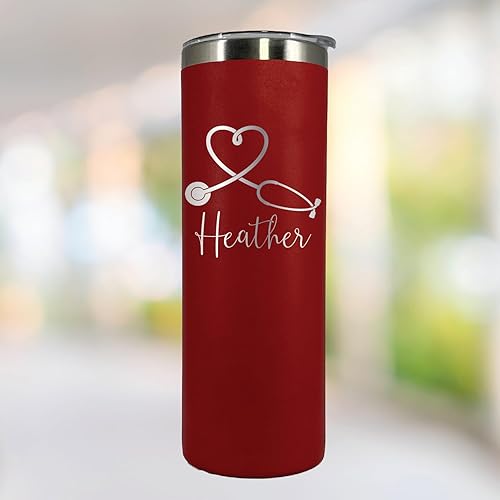 Miniatura 5 de Personalized Nurse Laser Engraved 20 oz Tumbler with Straw, Stethoscope, RN, Nurse Gift, Doctor Gift, Nurse Assistant, Heartbeat, Nursing Student
