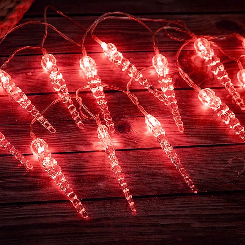 Rideau d'éclairage de fée de glaces plastique USB 10m 80LED rouge