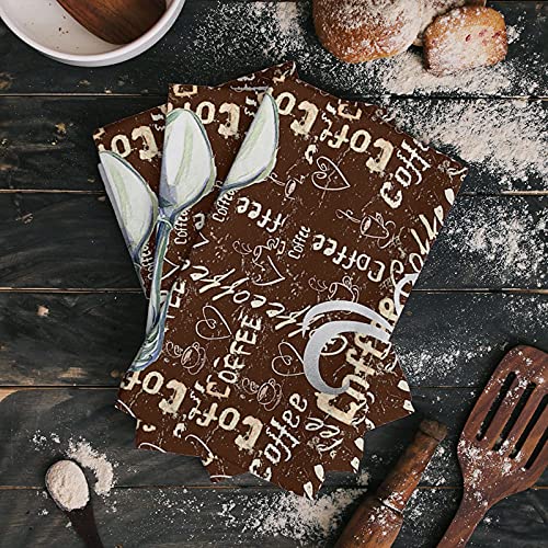 Museday Kitchen Towels Dishcloths Set Nostalgic Diner Signboard Coffee Drink Grunge Toned Illustration Absorbent Dish Towels Dish Cloths For Drying Kitchen Hand Towels Decorative Tea Towels #TOP1