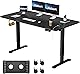 Alebert 電動式 昇降デスク 昇降式デスク 幅140*奥行70cm スタンディングデスク 入り替え用キャスター付き 収納ボックス付き USB充電可能 高さメモリー機能 障害検知 静音 ゲーミングデスク パソコンデスク 昇降式テーブル オフィスワークテーブル 作業机 (ブラック, 天板幅140*70cm)
